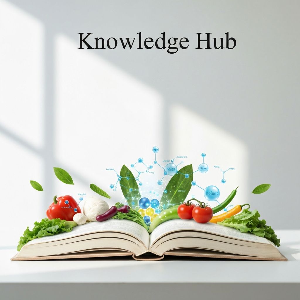 Knowledge hub concept with nutrition and science