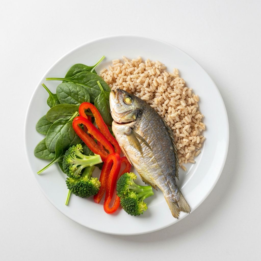 Balanced macronutrients on a healthy plate